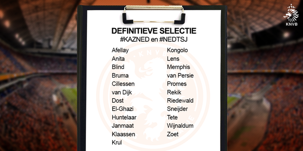 02.10.2015 | Definitieve selectie Oranje #KAZNED en #NEDTSJ